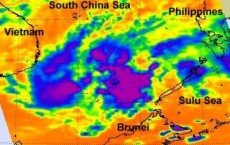 NASA Infrared Data Shows Bands of Thunderstorms Around 96W