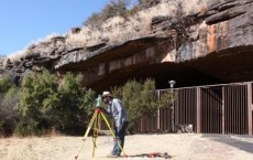 Surveying Outside Wonderwerk Cave