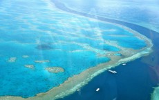 Helicopter ride over the Great Barrier Reef at the Whitsunday Islands, Australia.