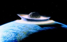 Planetoid crashing into primordial Earth