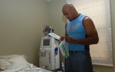 Jonah Lomu pictured with the supplies and equipment