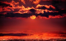 A Strawberry Moon Rise over Manhattan, Los Angeles Ca