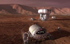 An artist's concept of a potential mars outpost.