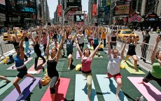 Yoga Practitioners Greet Summer Solstice In Times Square 