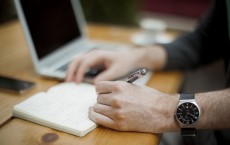 Left-Handed Writing With Wrist Watch