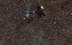 Galaxy core starfield and Barnard 86
