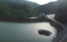 Overflowing Glory Hole Spillway At Lake Berryessa