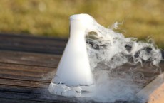 evaporation of dry ice in a flask