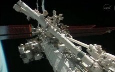 Flight engineers Michael Hopkins and Richard Mastracchio perform a series of spacewalks outside the International Space Station (ISS) in this December 21, 2013 still image taken from a NASA handout